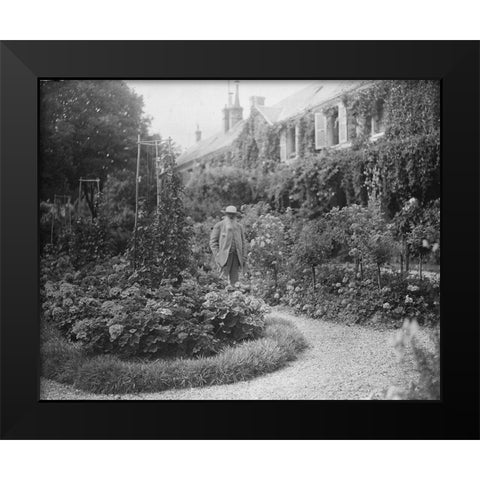Claude Monet at his House at Giverny 1921 Black Modern Wood Framed Art Print by Vintage Photography