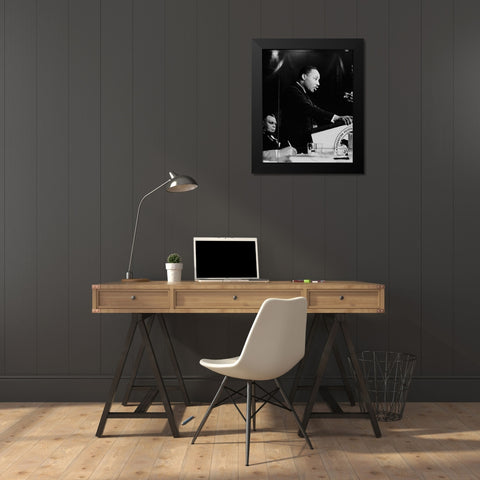 Dr Martin Luther King Jr Black Modern Wood Framed Art Print by Vintage Photography