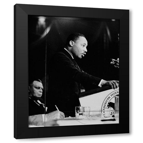 Dr Martin Luther King Jr Black Modern Wood Framed Art Print with Double Matting by Vintage Photography