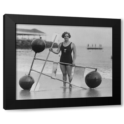 Gertrude Ederle 1925 Black Modern Wood Framed Art Print with Double Matting by Vintage Photography