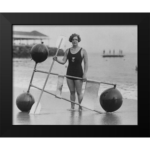 Gertrude Ederle 1925 Black Modern Wood Framed Art Print by Vintage Photography