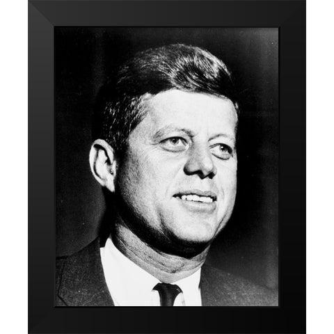 John F Kennedy Black Modern Wood Framed Art Print by Vintage Photography
