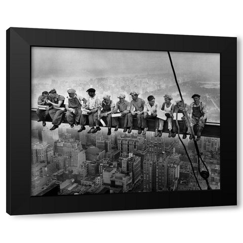 Lunch atop a Skyscraper Black Modern Wood Framed Art Print with Double Matting by Vintage Photography
