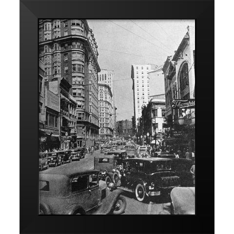 Peachtree Street Atlanta 1938 Black Modern Wood Framed Art Print by Vintage Photography