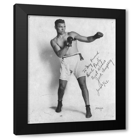 Jack Dempsey 1927 Black Modern Wood Framed Art Print with Double Matting by Vintage Photography