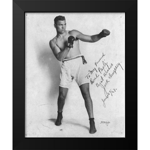 Jack Dempsey 1927 Black Modern Wood Framed Art Print by Vintage Photography