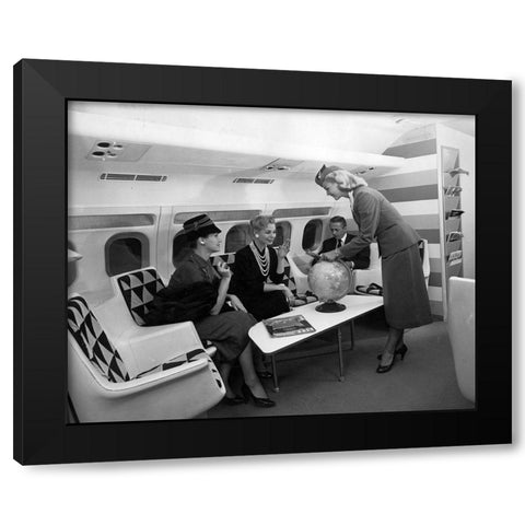 TWA Convair 880 Lounge Black Modern Wood Framed Art Print with Double Matting by Vintage Photography