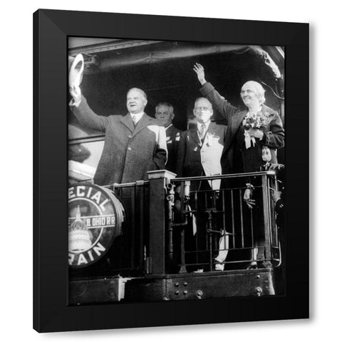 President Herbert Hoover Black Modern Wood Framed Art Print with Double Matting by Vintage Photography