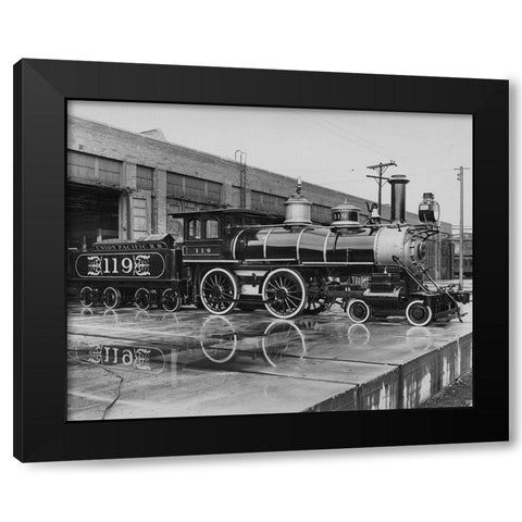 Union Pacific Railroad Engine-The Chicago Railroad Fair 1948 Black Modern Wood Framed Art Print by Vintage Photography