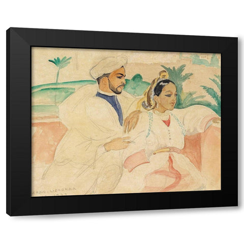 A Moroccan couple Black Modern Wood Framed Art Print with Double Matting by Wegener, Gerda