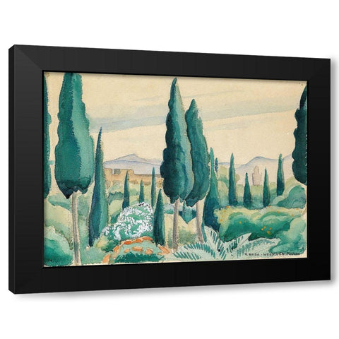 A Moroccan landscape with pine trees Black Modern Wood Framed Art Print with Double Matting by Wegener, Gerda