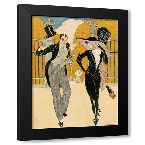 An elegant couple Black Modern Wood Framed Art Print with Double Matting by Wegener, Gerda