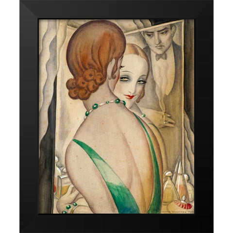 At the Mirror Black Modern Wood Framed Art Print by Wegener, Gerda