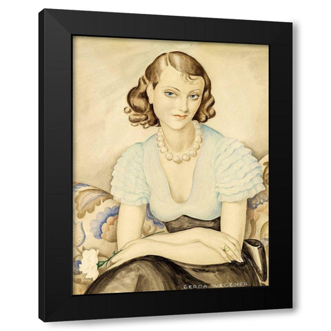 Portrait of a young woman Black Modern Wood Framed Art Print with Double Matting by Wegener, Gerda