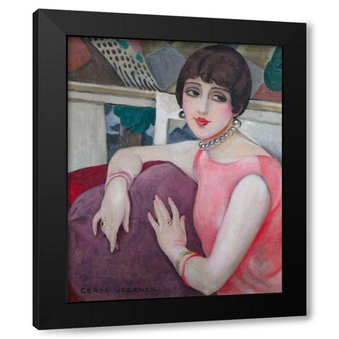 Portrait of Lili Elbe Black Modern Wood Framed Art Print with Double Matting by Wegener, Gerda