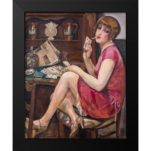 Queen of the Heart - Portrait of Lili Black Modern Wood Framed Art Print by Wegener, Gerda