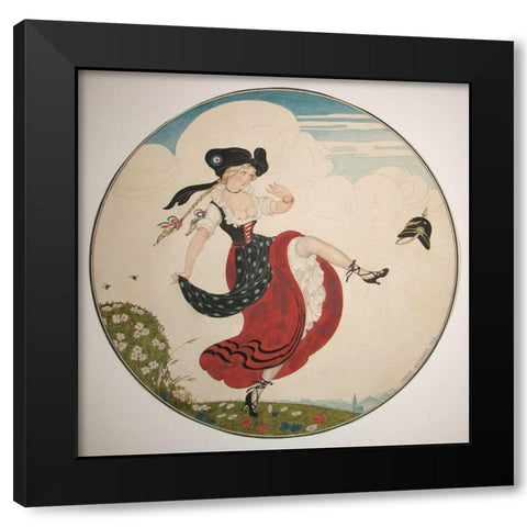 The Kick Black Modern Wood Framed Art Print by Wegener, Gerda