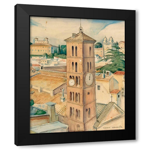 View of Rome near the church Trinitati Dei Monti Black Modern Wood Framed Art Print by Wegener, Gerda
