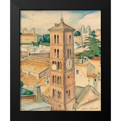View of Rome near the church Trinitati Dei Monti Black Modern Wood Framed Art Print by Wegener, Gerda