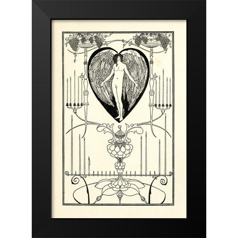 The Mirror of Love Black Modern Wood Framed Art Print by Beardsley, Aubrey