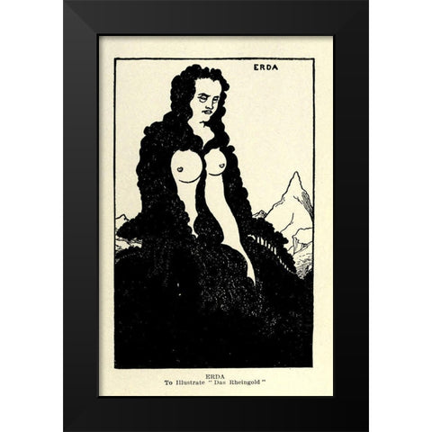 Das Rheingold Erda 1918 Black Modern Wood Framed Art Print by Beardsley, Aubrey