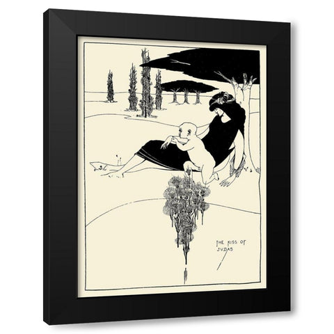 Kiss of Judas 1918 Black Modern Wood Framed Art Print by Beardsley, Aubrey