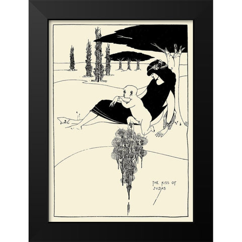 Kiss of Judas 1918 Black Modern Wood Framed Art Print by Beardsley, Aubrey