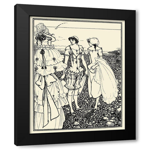 Bathers at Dieppe 1920 Black Modern Wood Framed Art Print by Beardsley, Aubrey