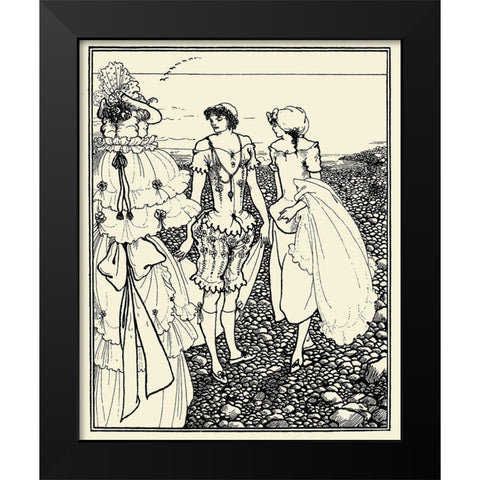 Bathers at Dieppe 1920 Black Modern Wood Framed Art Print by Beardsley, Aubrey