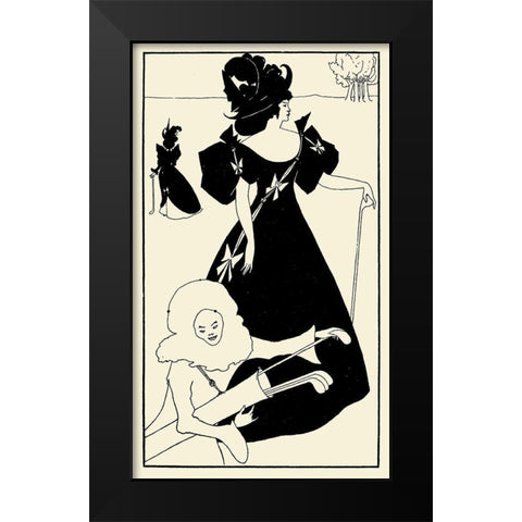 Design for a golf card 1920 Black Modern Wood Framed Art Print by Beardsley, Aubrey