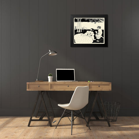 Design for Yellow book 5 Black Modern Wood Framed Art Print by Beardsley, Aubrey
