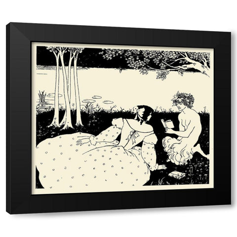Design for Yellow book 5 Black Modern Wood Framed Art Print by Beardsley, Aubrey