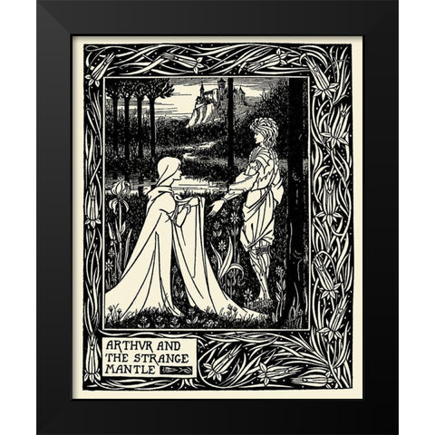 Morte DArthur 1893 - Arthur and the Strange Mantle Black Modern Wood Framed Art Print by Beardsley, Aubrey