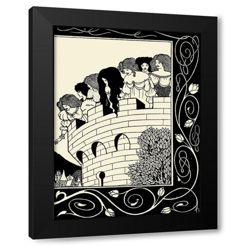 Morte DArthur 1893 - Devil as Women 2 Black Modern Wood Framed Art Print by Beardsley, Aubrey