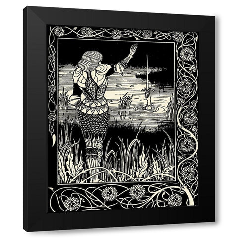 Morte DArthur 1893 - Excalibur from Lake Black Modern Wood Framed Art Print by Beardsley, Aubrey