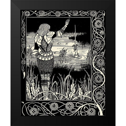 Morte DArthur 1893 - Excalibur from Lake Black Modern Wood Framed Art Print by Beardsley, Aubrey