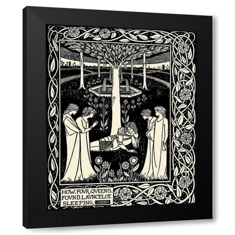 Morte DArthur 1893 - How Four Queens found Lancelot Sleeping Black Modern Wood Framed Art Print by Beardsley, Aubrey