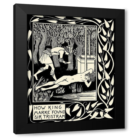 Morte DArthur 1893 - How King Marke found Sir Tristram Black Modern Wood Framed Art Print by Beardsley, Aubrey