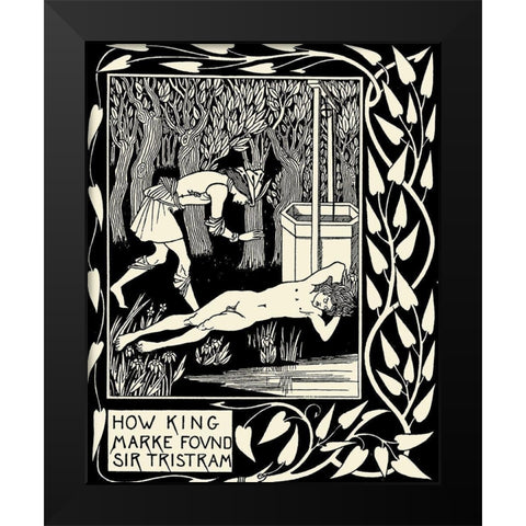 Morte DArthur 1893 - How King Marke found Sir Tristram Black Modern Wood Framed Art Print by Beardsley, Aubrey