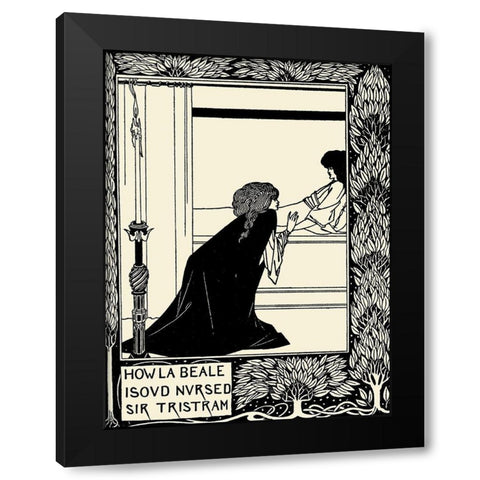Morte DArthur 1893 - How La Beale Isoud Nursed Sir Tristram Black Modern Wood Framed Art Print by Beardsley, Aubrey
