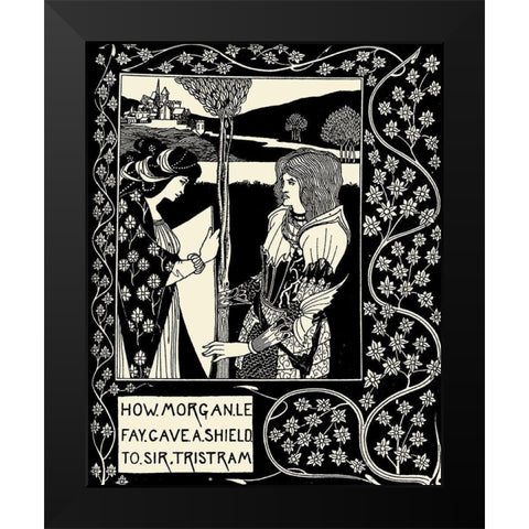 Morte DArthur 1893 - How Morgan le Fay Gave a Shield Black Modern Wood Framed Art Print by Beardsley, Aubrey
