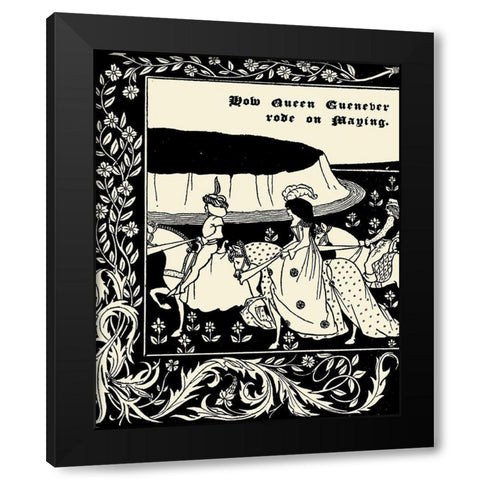 Morte DArthur 1893 - How Queen Guenever Rode Black Modern Wood Framed Art Print by Beardsley, Aubrey