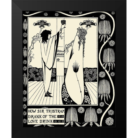 Morte DArthur 1893 - How Sir Tristram Drank Black Modern Wood Framed Art Print by Beardsley, Aubrey