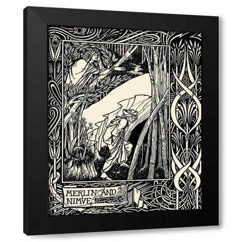 Morte DArthur 1893 - Merlin and Nimue Black Modern Wood Framed Art Print by Beardsley, Aubrey