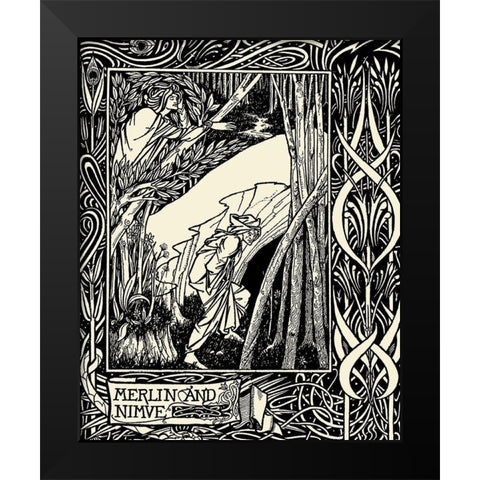 Morte DArthur 1893 - Merlin and Nimue Black Modern Wood Framed Art Print by Beardsley, Aubrey