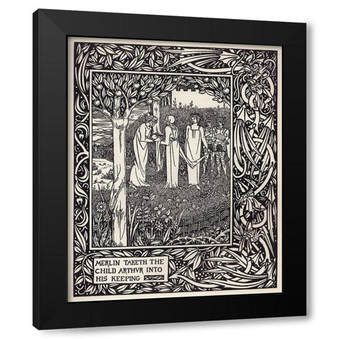 Morte DArthur 1893 - Merlin Taketh Black Modern Wood Framed Art Print by Beardsley, Aubrey