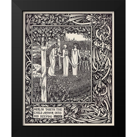 Morte DArthur 1893 - Merlin Taketh Black Modern Wood Framed Art Print by Beardsley, Aubrey