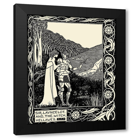 Morte DArthur 1893 - Sir Lancelot Black Modern Wood Framed Art Print by Beardsley, Aubrey