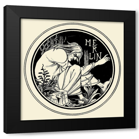 Morte DArthur 1893 - Merlin Black Modern Wood Framed Art Print by Beardsley, Aubrey