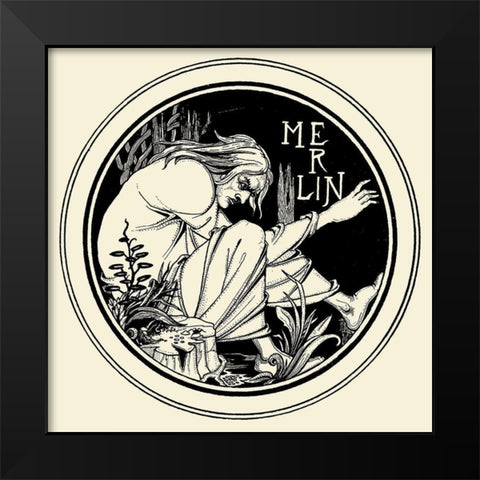 Morte DArthur 1893 - Merlin Black Modern Wood Framed Art Print by Beardsley, Aubrey